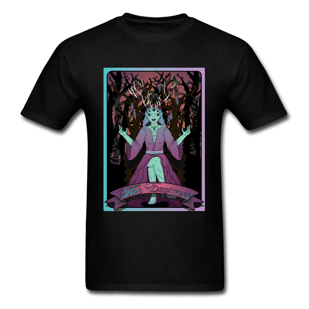 Street Tarot Card The Alien Empress Men Tshirts Fitted Summer/Autumn Short Sleeve Tops Shirt Crew Neck 100% Cotton T Shirt Tarot Card The Alien Empress black