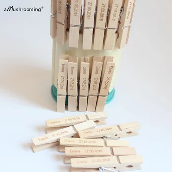 

Large 7.2cm Wood Crafts Clothes Pegs Clothespins Customized Engrave Name Date for Party Event Wedding Decoration
