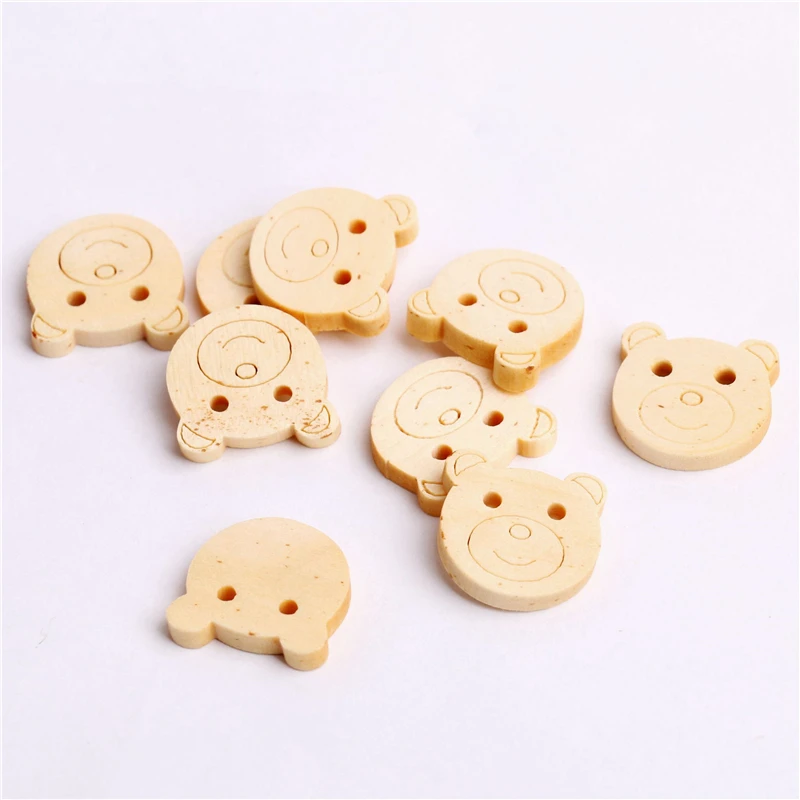 Buttons Cute Things Carving Sewing Wooden Button Car Mix Color 100pcs 20*11mm Children Handmade Diy Christmas Decorative Girls Boys Toys Large Assortment