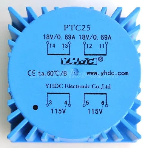 

Dual 18V 25VA Encapsulated Toroidal Transformer, 115/230V.