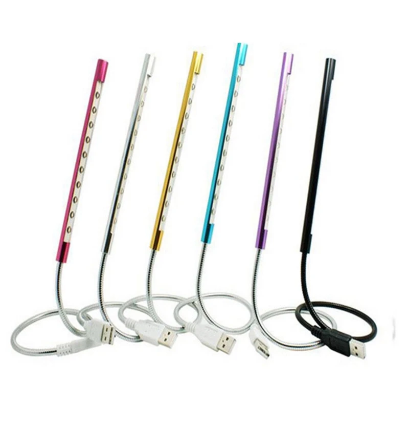 100pcs 10LED Portable USB Stick Light Bendable Cord Eye Protection Desk Lamp for Laptop