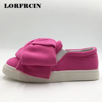 

Plus Size 42 Flat Platform Shoes Woman Creepers Super Big Bow Woolen Casual Shoes For Women Mesh Flats Slip On Loafers LORFRCIN