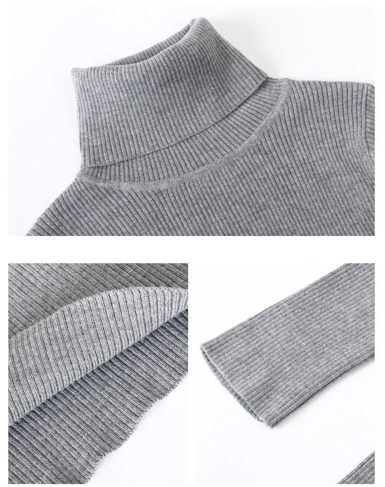 Women Dress 2019 Autumn Sweater Dress Cotton Rib Knit Slim Stretched Winter Turtleneck Sexy Lady Bodycon Robe Dresses Vestidos 05