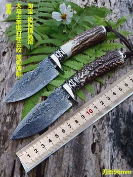 

Sharp VG10 Damascus Steel Fixed Blade Knife Embossed Handle Handmade Hunting Knives Survival Rescue Tools With Sheath