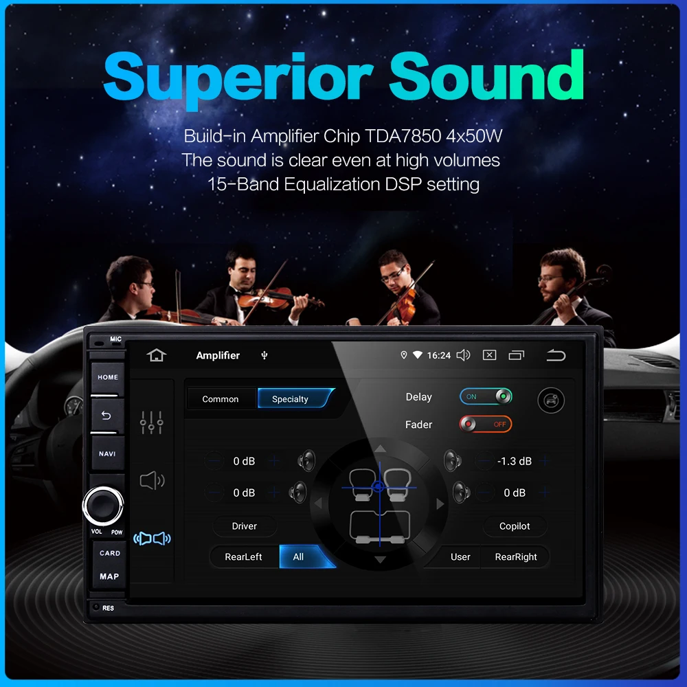 Perfect Dasaita Android Universal Car 2 Din Radio 7" IPS Screen Android 9.0 Stereo Multimedia Navigation for Nissan Built-in DSP 4