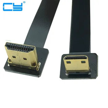 

FPV HDMI 90 degree UP to Mini HDMI 90 degree Down Adapter 5cm-100cm FPC Ribbon Flat HDMI Cable Pitch 20pin Plug Connector