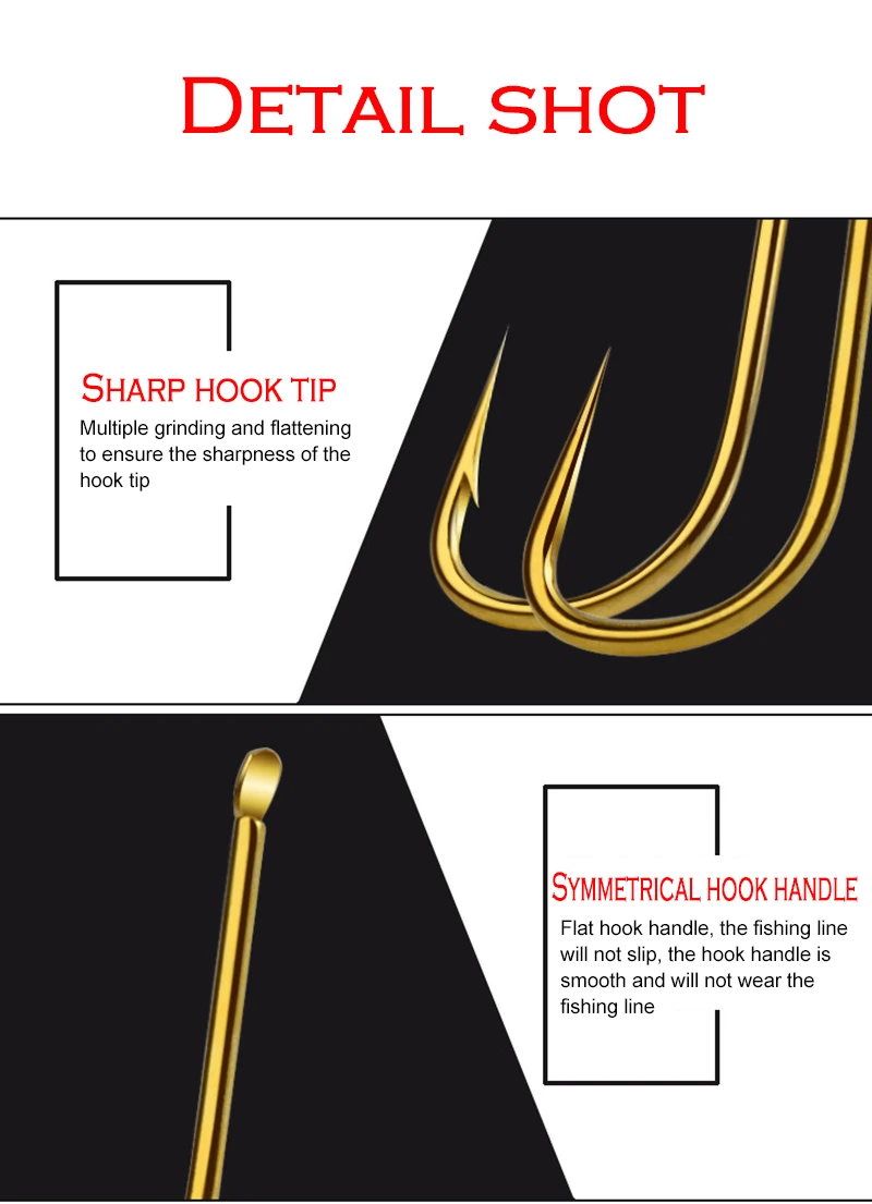 100 шт. рыболовные инструменты, аксессуары, золотой рыболовный крючок, из высокоуглеродистой стали, колючий рыболовный крючок, не колючий крючок, колючий рыболовный крючок для озера