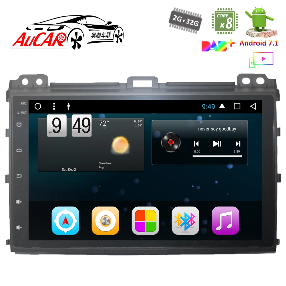 

Android 7.1 9" GPS Navigation for Toyota Prado 120 Land Cruiser 2002-2009 car audio 1024*600 Bluetooth GPS Radio WIFI 4G AUX