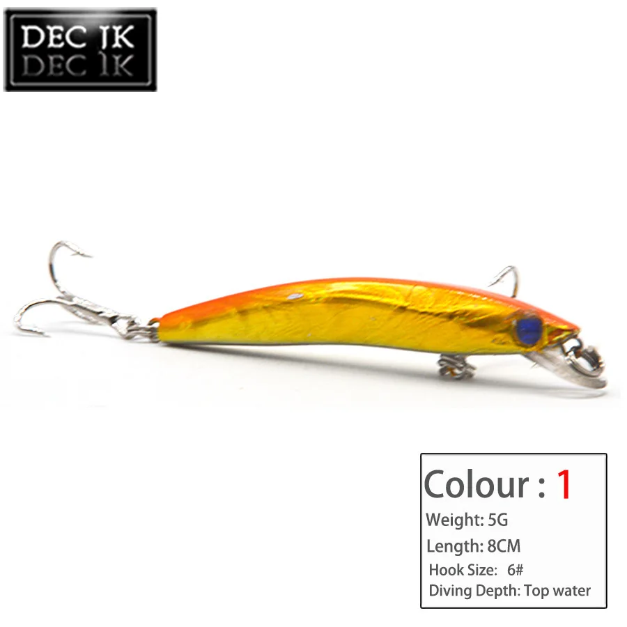 5PC Floating Plastic Hard Minnow Fishing Lure Artificial Fake Bait Swimbait Trolling Crankbaits Wobblers Saltwater Lures Tackle (10)