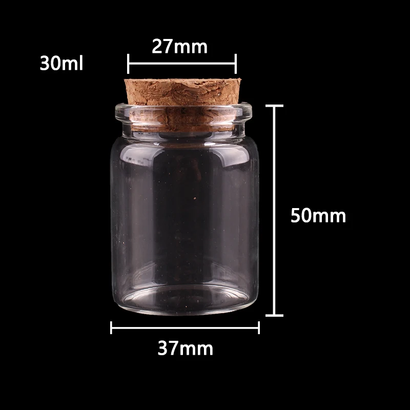 24 шт. диаметр 37 мм 20 мл/30 мл/40 мл/50 мл/60 мл/90 мл прозрачное стекло специи бутылки желаний баночки с пробкой пробка свадебный подарок - Цвет: 30ml