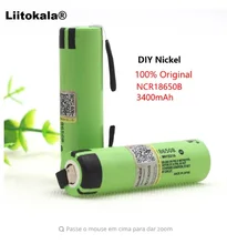2 PCS Liitokala new original NCR18650B 3.7V 3400 mAh 18650 rechargeable lithium battery for Panasonic battery + DIY nickel part