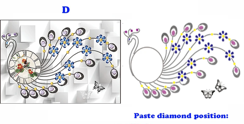 5d кристалл специальный алмаз живопись настенные часы павлин картина Стразы животные