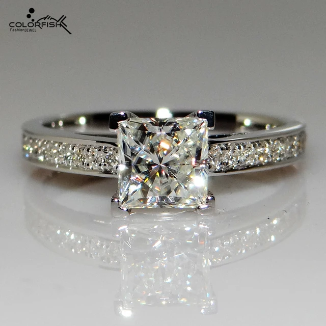 Colorfish 0 7 Ct Princess Cut Solitaire Engagement Rings Women High Colorfish 0 7 Ct Princess Cut Solitaire Engagement Rings Women High Quality Square Stone Cubic Zirconia 925