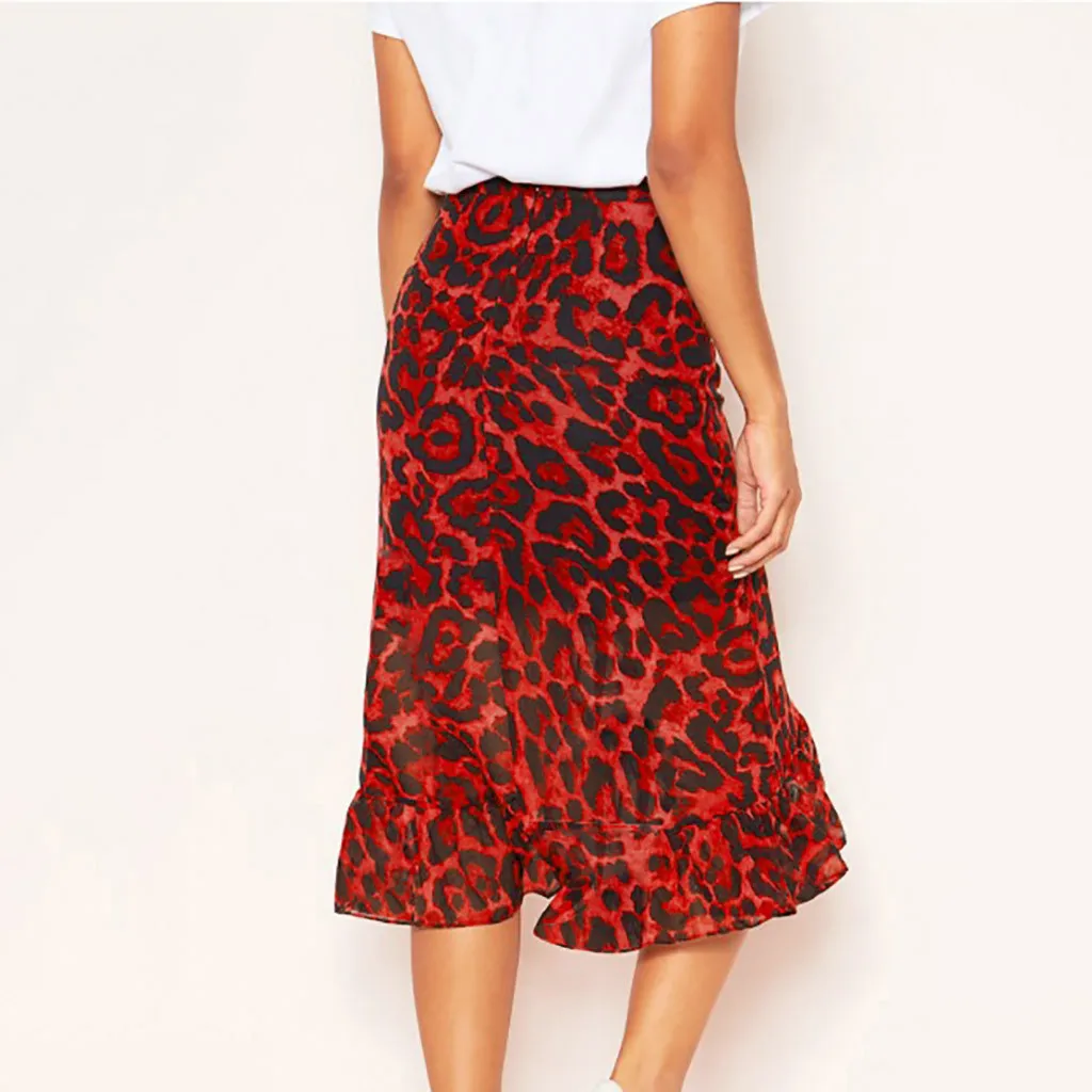Женская летняя юбка с леопардовым принтом, модная плиссированная юбка с высокой талией, сексуальная тонкая длинная юбка с запахом, новинка, Женская леопардовая одежда#626