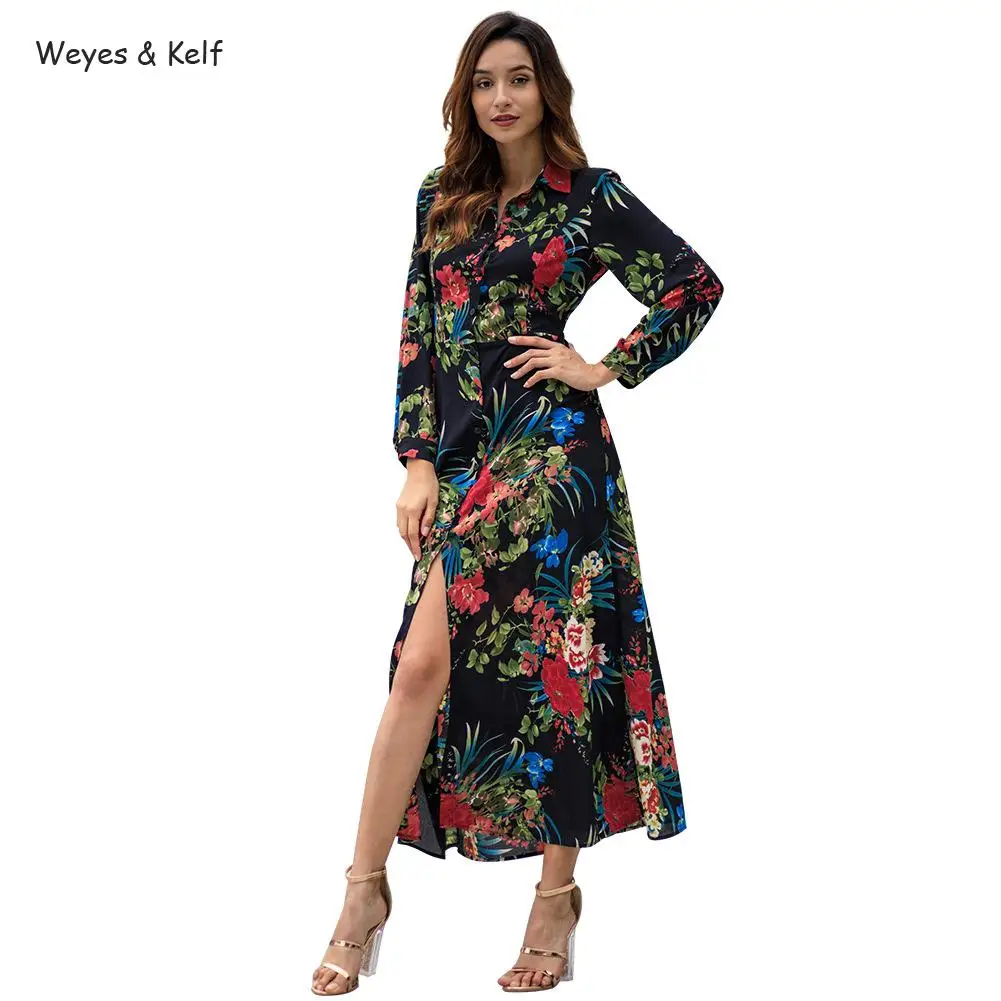 Weyes & Kelf Spring Long Sleeved Bohemia Printed Long Dress Women 2019 ...