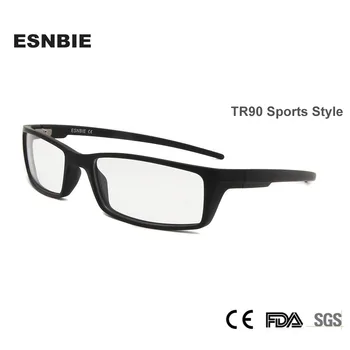

ESNBIE Designer Men Eyeglass Frame Eyewear Clear Lens TR90 Eyeglasses Slim Light Weight Matte Black Spectacle Frame 10233