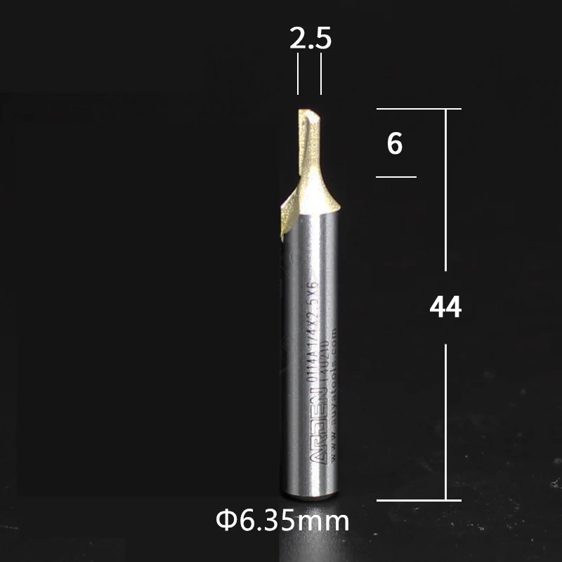 1 шт- ЧПУ твердосплавная Концевая фреза, деревообрабатывающий фреза, деревообрабатывающий фреза, метрический 2 флейты прямой долбежный нож - Длина режущей кромки: 6.35mm x2.5mm