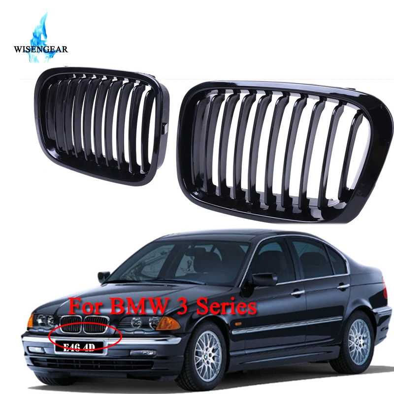 

WISENGEAR For BMW E46 Grill Front Kidney Grille Gloss Black For Sedan 4 Door 320i 325i 325xi 330i 330xi 323i 328i 318i 1998-2001