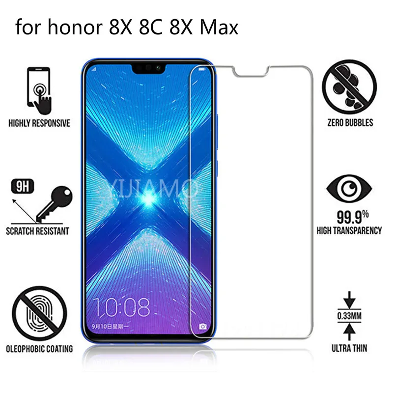 

9H Protective Glass On the for huawei Honor 8X Screen Protector For Huawei 8C 8X Max Tempered Glass 8 X C8 X8 8C Protection Film