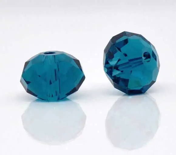 Стеклянные бусины DoreenBeads плоские круглые павлиновые синие граненые прозрачные