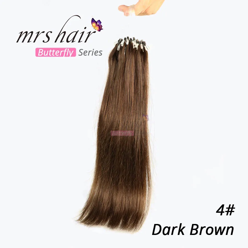#4 MRSHAIR, прямые волосы на микро кольцах, 1"-24", 1 г/шт., 50 шт., натуральные волосы Remy для наращивания - Цвет: #4
