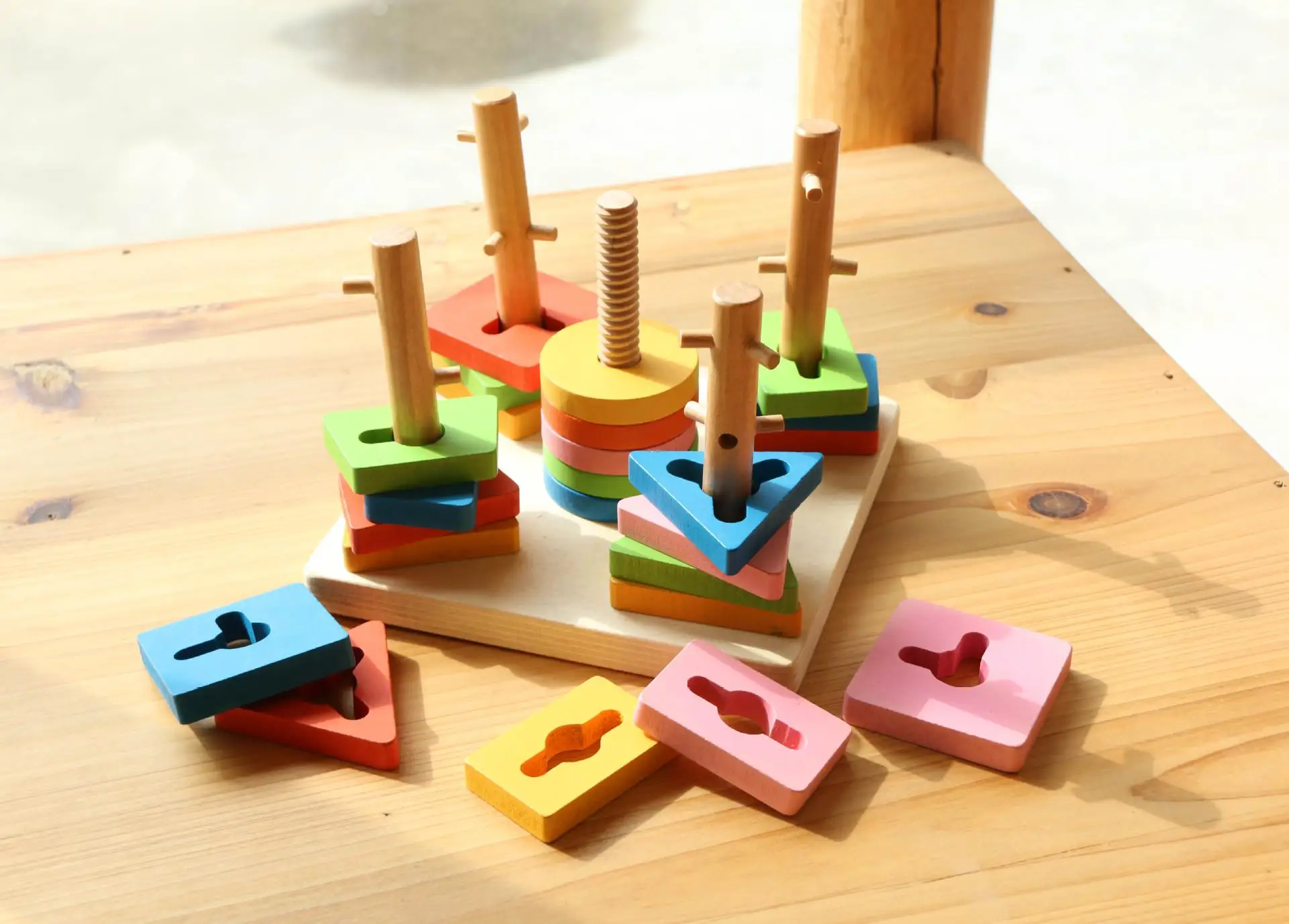Цвет пять колонн разборка строительные блоки детская головоломка форма классификация игрушки раннее образование просвещение обучение - Цвет: Светло-серый