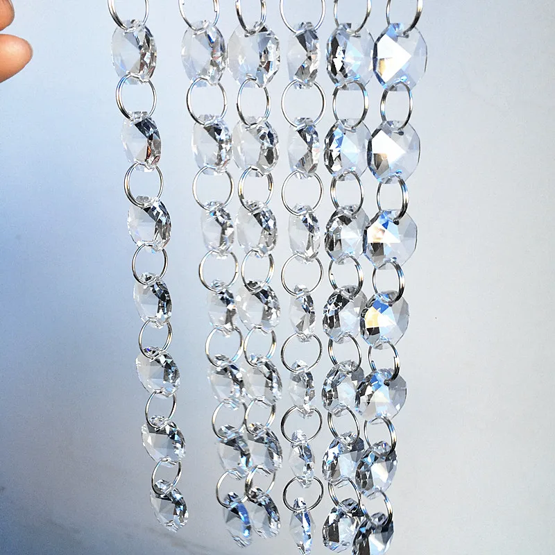 100PCS/lot 150MM (H) Crystal Octagon Beads Garlands Strands Clear Glass Chandelier Pendants Wedding Decoration