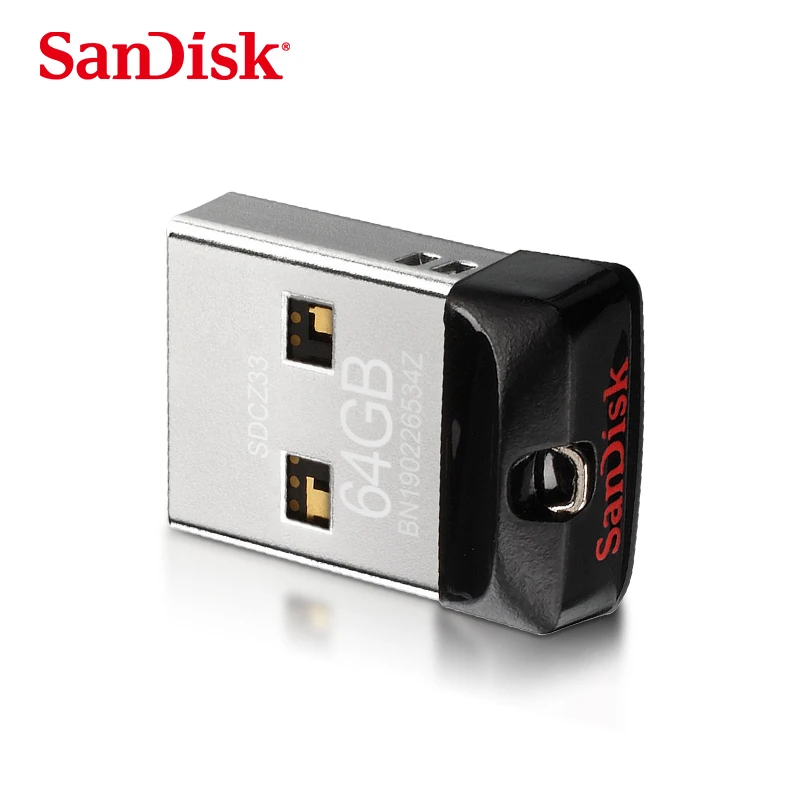 SanDisk Cruzer Fit USB флеш-накопитель SD CZ33 64 ГБ 32 ГБ 16 ГБ 8 ГБ Мини-накопитель USB 2,0 Поддержка официальной проверки