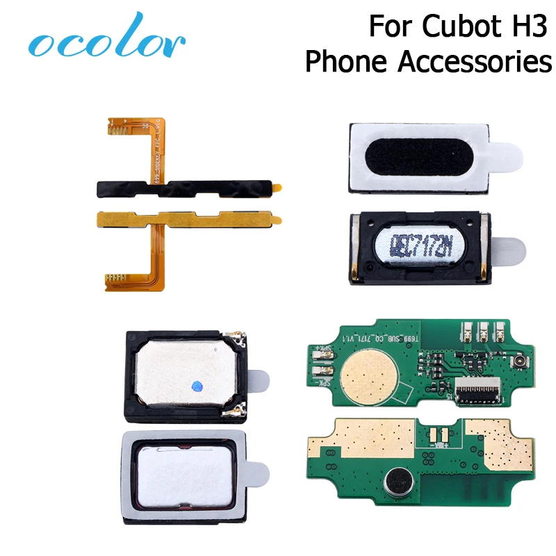 

ocolor For Cubot H3 Button Flex Cable Power+Volume Button Speaker Earpieces USB plug Charge Board Loud Speaker For Cubot H3