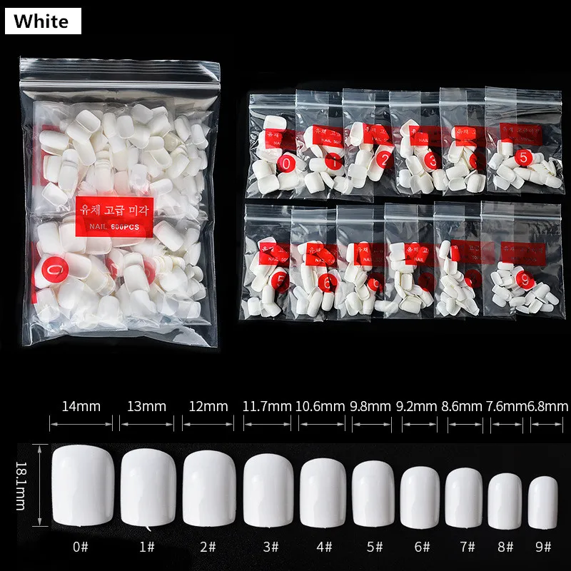 240 шт./компл. Короткие квадратные искусственные ногти Transarent Nature White полное