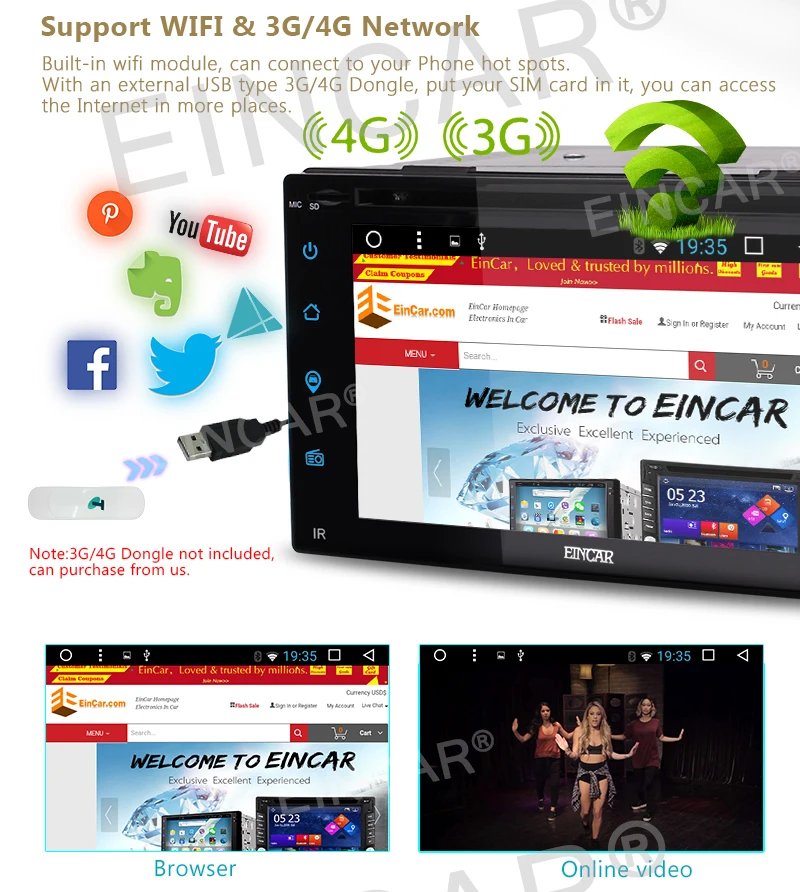 Perfect Android 6.0 4Core 6.2 inch 2Din Car DVD Player Stereo Radio Touchscreen GPS Wifi 3