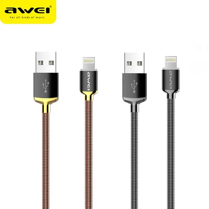 

Awei mobile phone data line 2.4A safe and fast mobile phone Fiber woven charging line quick charging line for apple phone