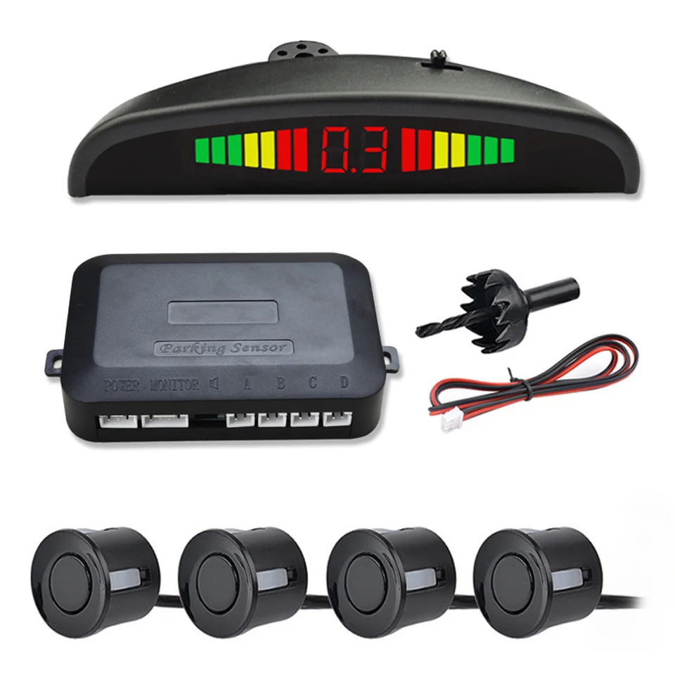 

Parking Sensor with 4 Sensors Parktronic LED Monitor System Reverse Backup Car Parking Radar Monitor Detector System LED Display