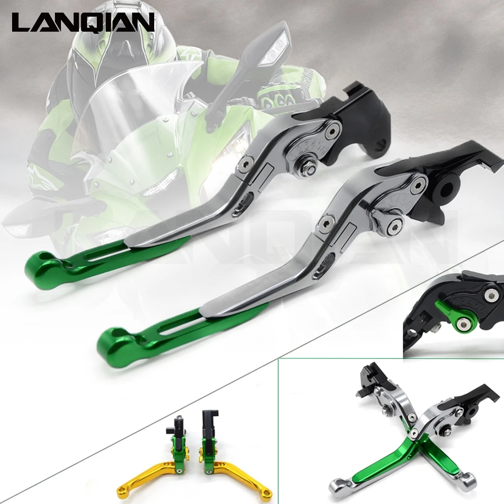CNC Motorcycle Brakes Clutch Levers Adjustable Folding Extendable For Kawasaki ZX6R ZX636R ZX6RR
