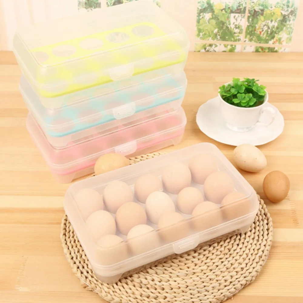 

15 Grid Eggs Refrigerator Crisper Storage Box Food Organizer Bin Keeping Fresh