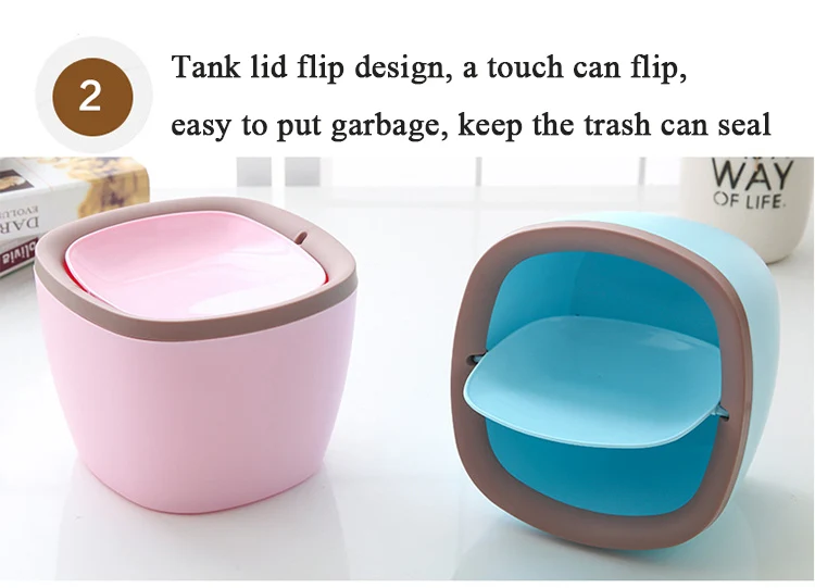 Mini Desktop Trash Can Waste Garbage Paper Basket Small Table Rubbish Bin