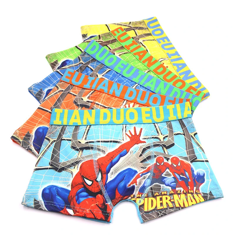 5pcs/Lot 2 10Years Cartoon Spiderman Boys Boxers Breathable Boys Briefs