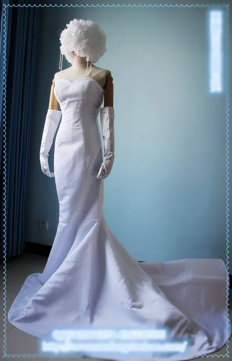 Один кусок Боа Хэнкок белый косплей-костюм красоты свадебное платье перчатки + платье на заказ