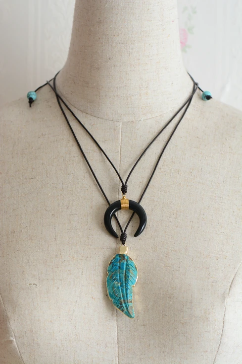 Pendant Necklaces Natural Shell Horn Leather Cord Charm Necklace Fashion Women Neclaces Leather Jewellery - Image 6