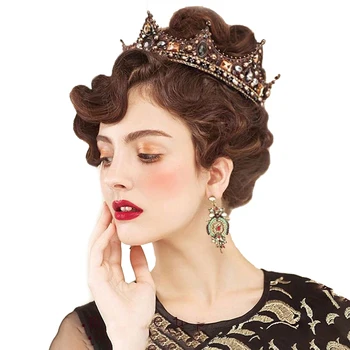 

Spring Wedding Tiara Baroque Wedding Crown Vintage Bridal Hair Accessories Hair Jewelry Beauty Royal Round Crown Hair Styling