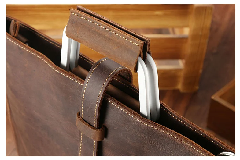 Шикарный Винтажный Мужской портфель из натуральной кожи через плечо, сумка для ноутбука из воловьей кожи, изящная Деловая Сумка Bolso Hombre D257