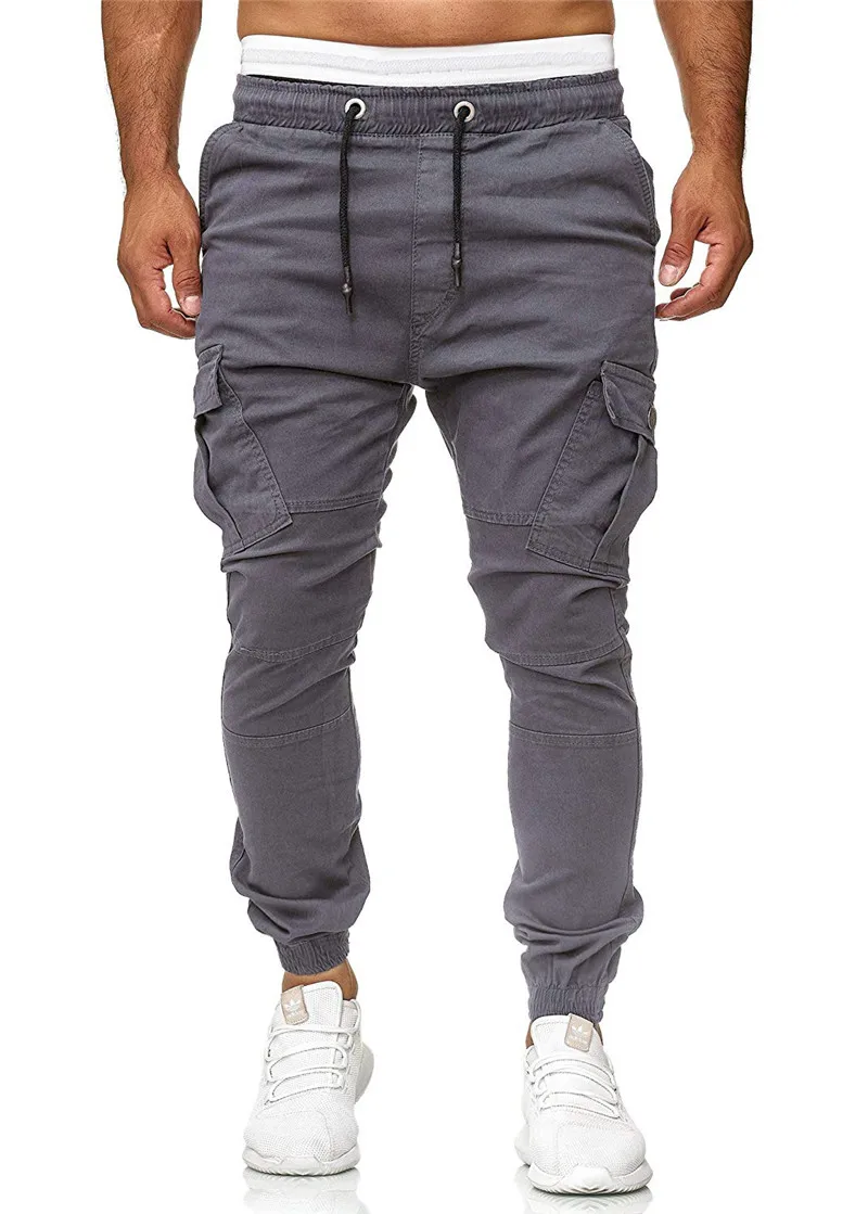 HuLooXuJi Длинные мужские брюки хип-хоп Харен джоггеры брюки новые мужские брюки однотонные многокарманные тренировочные брюки-карандаши Размер США: US