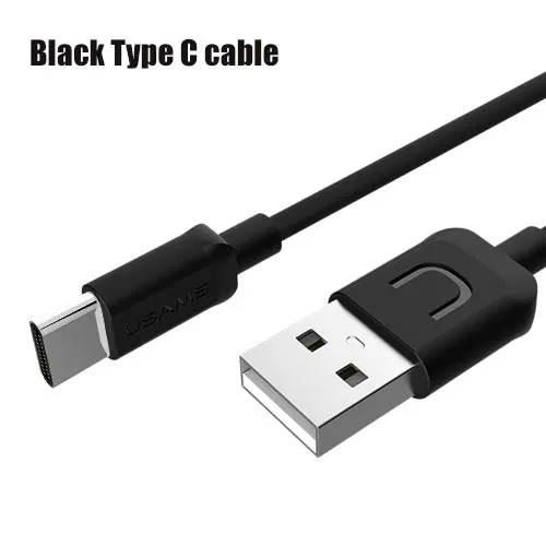 USAMS USB кабель для передачи данных для iPhone Micro usb type C кабель для мобильного телефона для освещения 2A кабель для быстрой зарядки USB C microusb type-c - Цвет: Black for Type-c