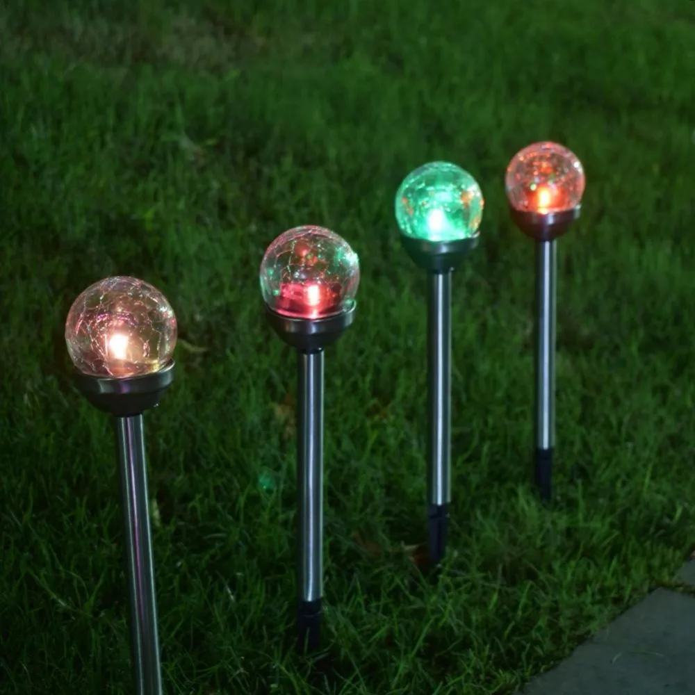 Chiclits 4PCS LED Solar Energy Lamp of Stainless steel outdoor Color Changing Garden Lights Footpath Gardens Lawn Night Lights (28)