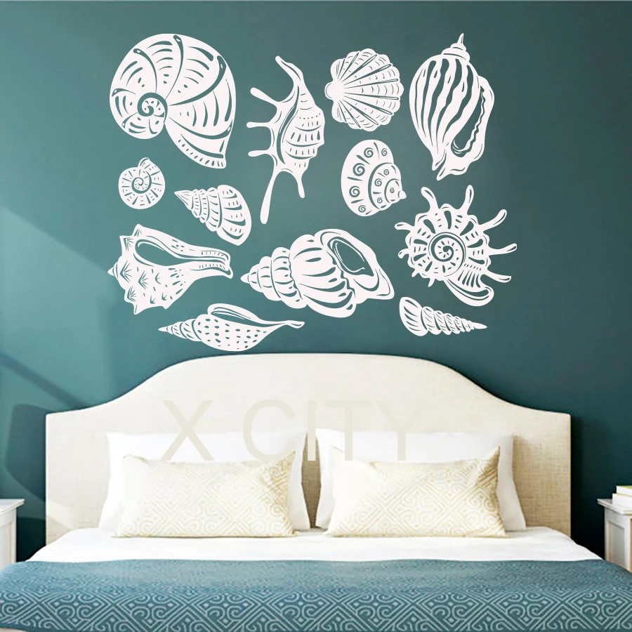

Adorable Sea Shell Ocean WALL ART STICKER VINYL CUT TRANSFER DECAL HOME NURSERY BATHROOM DECOR STENCIL MURAL