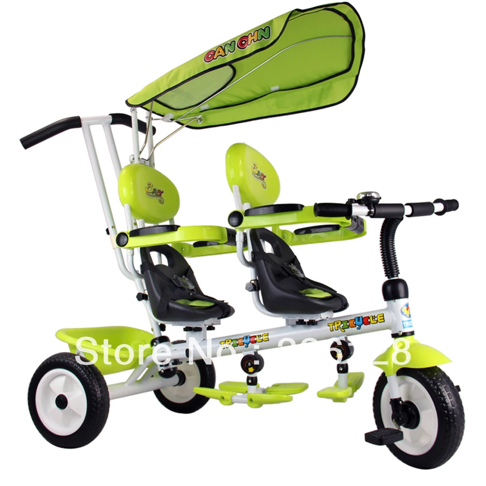 2013 Brand new fashion buggiest twins double child tricycle bike double