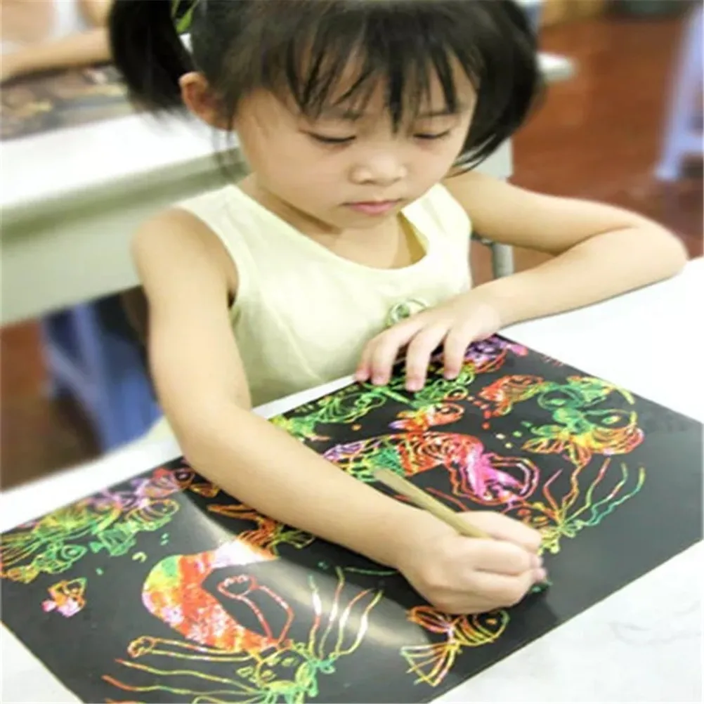 10 листов 16 К красочные царапинам искусство Волшебные Рисунок Игрушки живопись бумаги детские игрушки подарок Лидер продаж