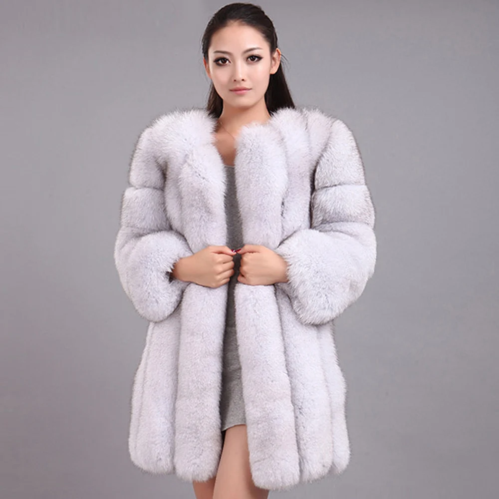 

Faux Fox Fur Coat Women Winter Fashion Artifical Fur Long Coats Women Elegant Thick Warm Fur Overcoat Female Faux Fur Jacket