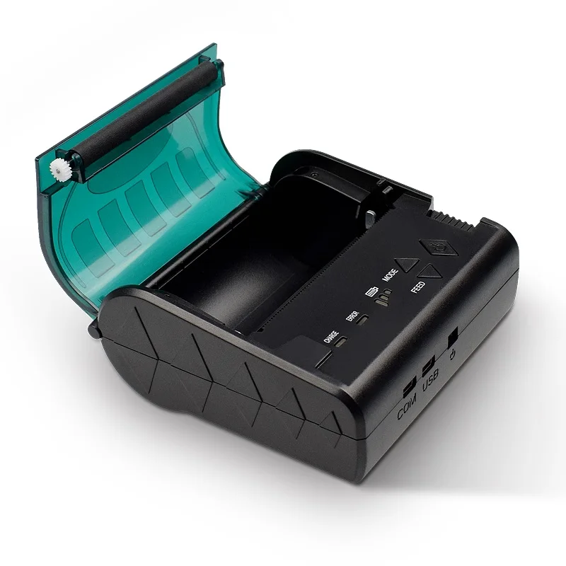 80X50 مللي متر المحمولة طابعة بلوتوث الحرارية POS مع 2000Amh بطارية 90 مللي متر/ثانية USB اللاسلكية طابعة محمولة ل الوجبات الجاهزة اللوجستية