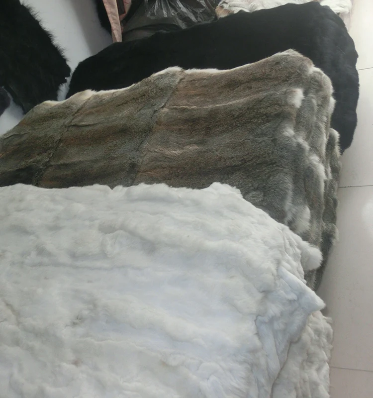 

Wholesale Real Rex Rabbit Skin Plate / White Rex Rabbit Fur Plate For Clothes